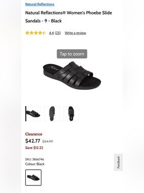 Natural Reflections Women's Black Woven Slide Sandals